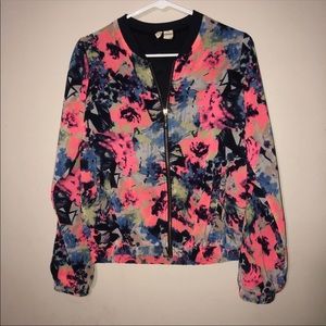 Japna pink blue bomber jacket graffiti style small